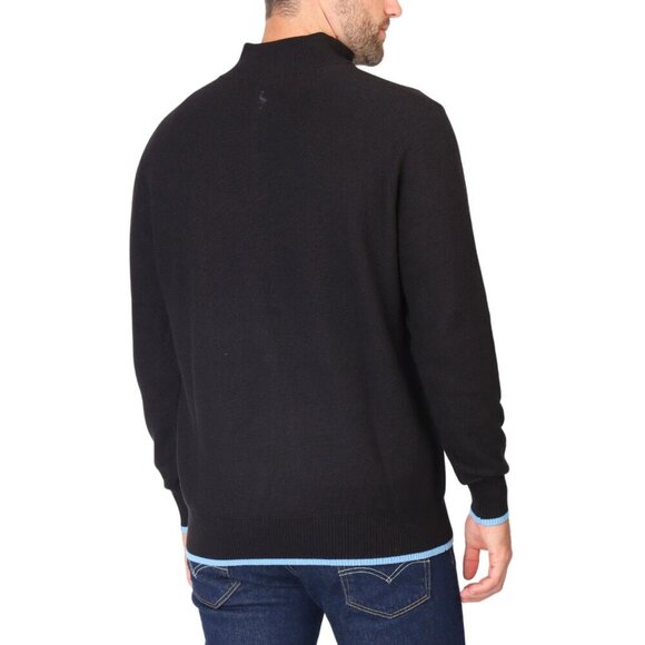 Tailorbyrd Cotton Textured Waffle Quarter-Zip Pullover Navy Blue Size Med - Picture 3 of 3